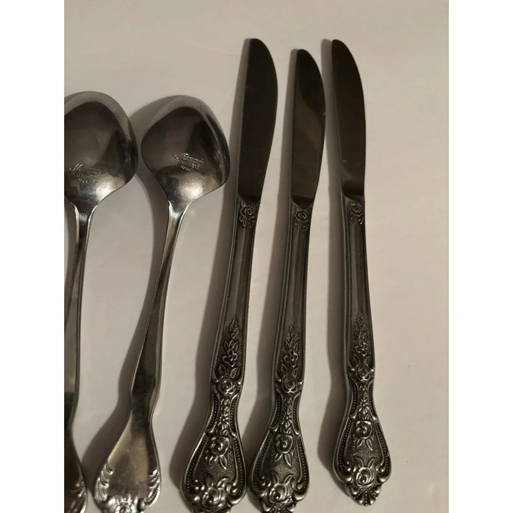 10 Piece Set Normandy Stainless Japan Floral Flatware 10‎ Piece Lot